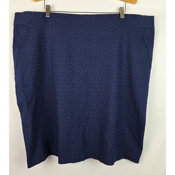 Cato Women's Skirt Plus Size 24W Navy Blue Pencil Skirt Back Slit Elastic Waist - Picture 1 of 8